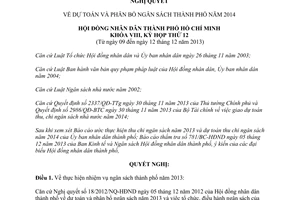 Nghị quyết 25/2013/NQ-HĐND dự toán phân bổ ngân sách Hồ Chí Minh năm 2014
