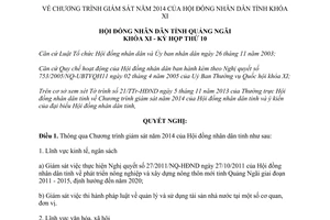 Nghị quyết 32/NQ-HĐND năm 2013 Chương trình giám sát năm 2014 Hội đồng nhân dân Quảng Ngãi