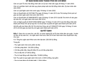 Quyết định 56/2013/QĐ-UBND giao chỉ tiêu dự toán thu chi ngân sách nhà nước 2014 Hồ Chí Minh