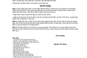 Quyết định 2405/QĐ-TTg năm 2013 phê duyệt danh sách xã đặc biệt khó khăn xã biên giới