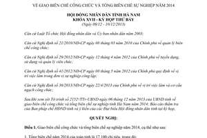 Nghị quyết 09/2013/NQ-HĐNĐ giao biên chế công chức tổng biên chế sự nghiệp 2014 Hà Nam