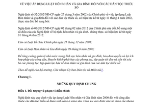 Văn bản hợp nhất 8015/VBHN-BTP hợp nhất Nghị định áp dụng Luật HNGĐ dân tộc thiểu số