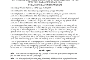 Quyết định 55/2013/QĐ-UBND mức thu quản lý sử dụng thuỷ lợi phí tiền nước Quảng Ngãi