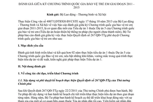 Báo cáo 289/BC-BTP năm 2013 đánh giá Chương trình quốc gia bảo vệ trẻ em 2011 2015