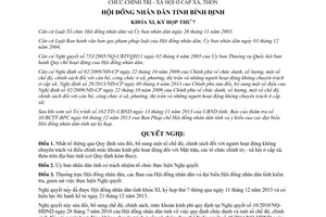 Nghị quyết 33/2013/NQ-HĐND sửa đổi chế độ người hoạt động không chuyên trách khoán kinh phí Mặt trận Bình Định