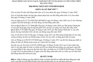 Nghị quyết 25/2013/NQ-HĐND lộ trình hỗ trợ chấm dứt sản xuất gạch ngói đất sét nung bằng lò thủ công Bình Định