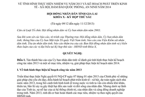 Nghị quyết số 80/2013/NQ-HĐND kế hoạch kinh tế xã hội quốc phòng an ninh 2014 Gia Lai