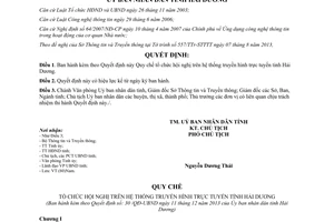 Quyết định 30/2013/QĐ-UBND Quy chế tổ chức hội nghị truyền hình trực tuyến Hải Dương