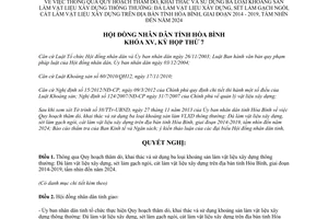 Nghị quyết 76/2013/NQ-HĐND thăm dò khai thác sử dụng khoáng sản làm vật liệu xây dựng Hòa Bình 2014-2019