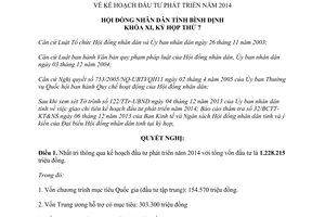 Nghị quyết 16/2013/NQ-HĐND kế hoạch đầu tư phát triển năm 2014 Bình Định