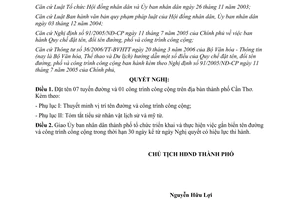 Nghị quyết 10/2013/NQ-HĐND đặt tên đường công trình công cộng Cần Thơ