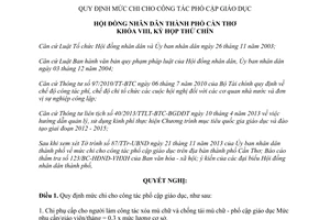 Nghị quyết 12/2013/NQ-HĐND quy định mức chi cho công tác phổ cập giáo dục thành phố Cần Thơ