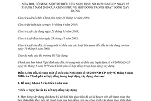 Nghị định 207/2013/NĐ-CP sửa đổi Nghị định 48 hợp đồng trong hoạt động xây dựng