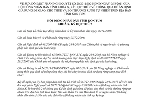 Nghị quyết số 32/2013/NQ-HĐND định giá rừng để giao cho thuê bồi thường rừng tự nhiên Kon Tum