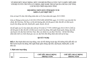 Nghị quyết 27/2013/NQ-HĐND mức chi bồi dưỡng cho Đội tuyên truyền lưu động nghệ thuật Kon Tum