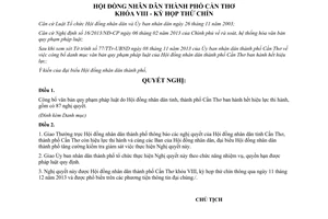 Nghị quyết 17/NQ-HĐND 2013 công bố văn bản quy phạm Cần Thơ hết hiệu lực