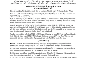 Nghị quyết 10/2013/NQ-HĐND phụ cấp chế độ người hoạt động không chuyên trách Khánh Hòa