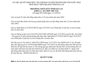 Nghị quyết 85/2013/NQ-HĐND thu phí bảo vệ môi trường nước thải sinh hoạt Gia Lai