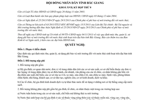 Nghị quyết 29/2013/NQ-HĐND thu quản lý sử dụng phí bảo vệ môi trường nước thải sinh hoạt Bắc Giang