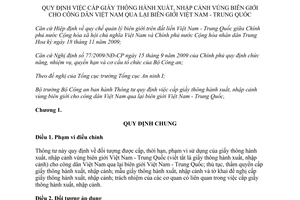 Thông tư 67/2013/TT-BCA cấp giấy thông hành xuất nhập cảnh biên giới Việt Nam qua Trung Quốc