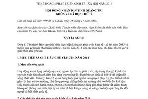 Nghị quyết 19/2013/NQ-HĐND Kế hoạch phát triển kinh tế xã hội năm 2014 Quảng Trị