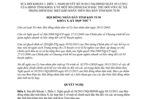 Nghị quyết 31/2013/NQ-HĐND sửa đổi chính sách đặc thù đối với xã trọng điểm khó khăn Kon Tum