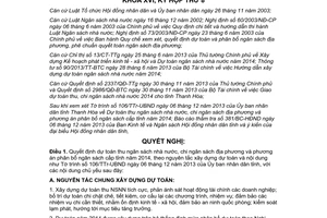 Nghị quyết 62/2013/NQ-HĐND dự toán thu chi ngân sách phân bổ ngân sách cấp tỉnh 2014 Thanh Hóa