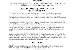 Nghị quyết 19/2013/NQ-HĐND mức chi kiểm soát thủ tục hành chính Thừa Thiên Huế