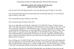 Nghị quyết 27/2013/NQ-HĐND giá đất 2014 Tuyên Quang