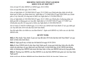 Nghị quyết 27/2013/NQ-HĐND giá đất năm 2014 Nam Định