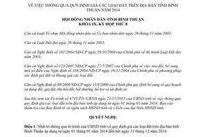 Nghị quyết 50/2013/NQ-HĐND thông qua quy định giá đất Bình Thuận 2014