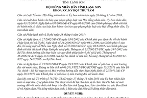 Nghị quyết 130/2013/NQ-HĐND mức thu tỷ lệ % trích để lại cho đơn vị thu Phí bảo vệ môi trường Lạng Sơn