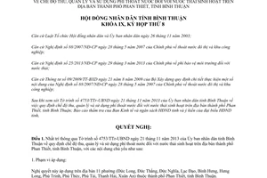 Nghị quyết 52/2013/NQ-HĐND thu quản lý sử dụng phí thoát nước thải sinh hoạt Phan Thiết Bình Thuận