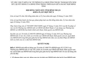 Nghị quyết 53/2013/NQ-HĐND cho ý kiến tờ trình UBND tỉnh xem xét quyết định Bình Thuận