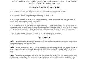 Quyết định 29/2013/QĐ-UBND tuyển dụng chuyển ngạch nâng ngạch công chức Bạc Liêu