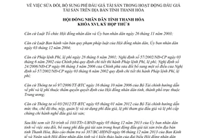 Nghị quyết 63/2013/NQ-HĐND sửa đổi phí đấu giá tài sản Thanh Hóa