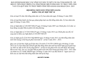 Nghị quyết 66/2013/NQ-HĐND danh mục lĩnh vực đầu tư kết cấu hạ tầng kinh tế - xã hội Tiền Giang