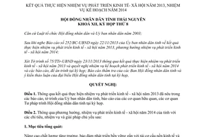 Nghị quyết 21/2013/NQ-HĐND nhiệm vụ phát triển kinh tế xã hội 2013 kế hoạch 2014 Thái Nguyên