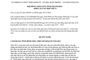 Nghị quyết số 60/2013/NQ-HĐND phát triển kinh tế xã hội quốc phòng an ninh năm 2014 Thanh Hóa