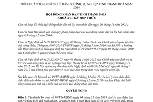 Nghị quyết 69/2013/NQ-HĐND phê chuẩn tổng biên chế hành chính sự nghiệp Thanh Hóa năm 2014