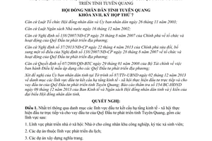 Nghị quyết 29/NQ-HĐND 2013 lĩnh vực đầu tư kết cấu hạ tầng kinh tế xã hội Tuyên Quang