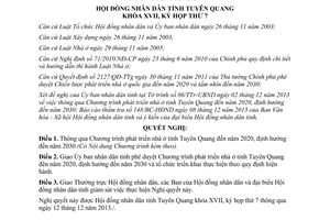 Nghị quyết 32/NQ-HĐND 2013 Chương trình phát triển nhà ở Tuyên Quang 2020 định hướng 2030