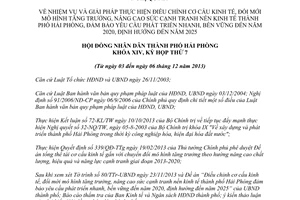 Nghị quyết 21/2013/NQ-HĐND điều chỉnh cơ cấu kinh tế đổi mới mô hình tăng trưởng cạnh tranh Hải Phòng