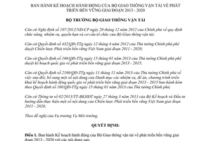 Quyết định 4088/QĐ-BGTVT năm 2013 Kế hoạch hành động giao thông vận tải 2013 2020