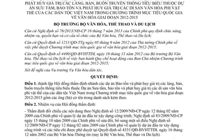 Quyết định 4343/QĐ-BVHTTDL năm 2013 Hội đồng thẩm định bảo tồn phát huy giá trị di sản văn hóa