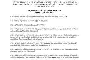 Nghị quyết 35/2013/NQ-HĐND chất lượng bảo vệ an ninh trật tự của công an xã Kon Tum 2014 2020