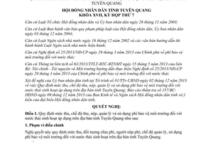 Nghị quyết 24/2013/NQ-HĐND quản lý sử dụng phí bảo vệ môi trường nước thải sinh hoạt Tuyên Quang