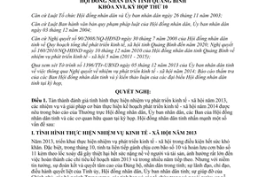 Nghị quyết 76/2013/NQ-HĐND nhiệm vụ phát triển kinh tế xã hội 2014 Quảng Bình