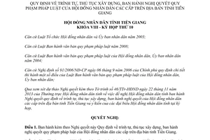 Nghị quyết 70/2013/NQ-HĐND thủ tục xây dựng ban hành nghị quyết pháp luật Tiền Giang