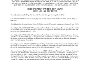 Nghị quyết 68/2013/NQ-HĐND quy định mức thu học phí đối với Trường Đại học Tiền Giang trường cao đẳng trung cấp